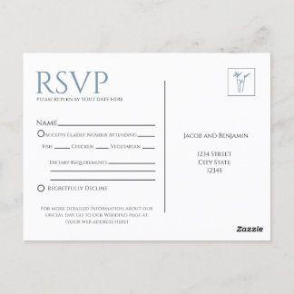 Carte postale bleu Palm RSVP Insertion