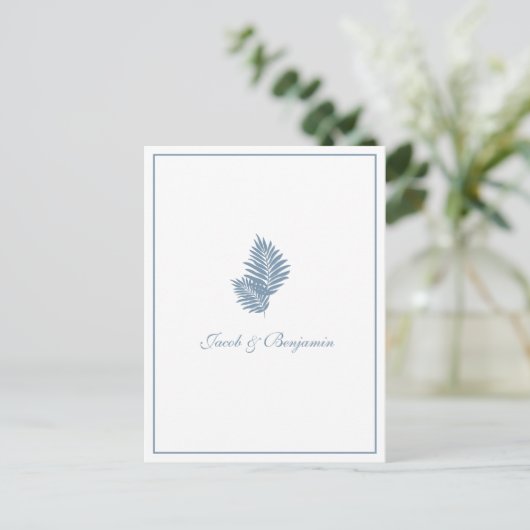 Carte postale bleu Palm RSVP Insertion (Debout devant)