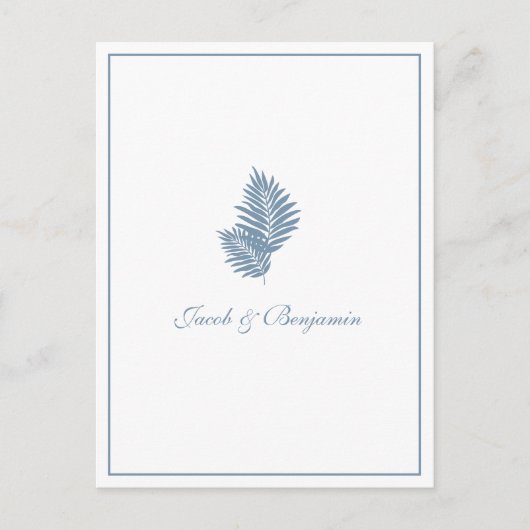 Carte postale bleu Palm RSVP Insertion (Devant)