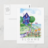 Carte Postale bleu par la mer (Devant / Derrière)