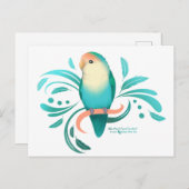 Carte Postale Bleu Pêche face Lovebird (Devant / Derrière)