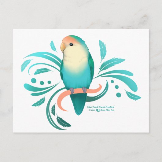 Carte Postale Bleu Pêche face Lovebird (Devant)