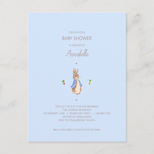 Carte Postale Bleu Pierre le lapin (Devant)