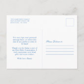 Carte Postale Bleu poussiéreux floral Croix chrétienne Merci (Dos)