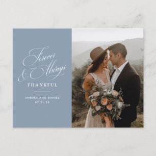 Carte Postale Bleu Poussiéreux Forever et Always Mariage Remerci