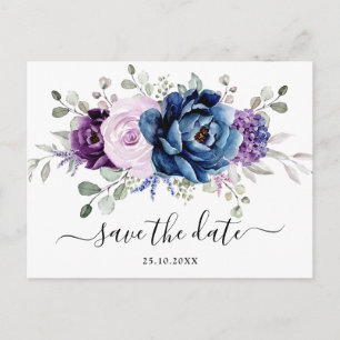 Carte Postale Bleu poussiéreux Violet Nuit Lilas Fleurs Save the