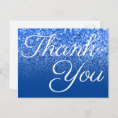Carte Postale Bleu profond ombré Bokeh Glitter Merci (Devant / Derrière)