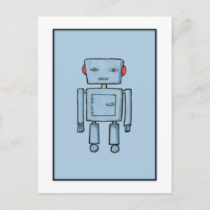 Carte postale bleu Robot Toy