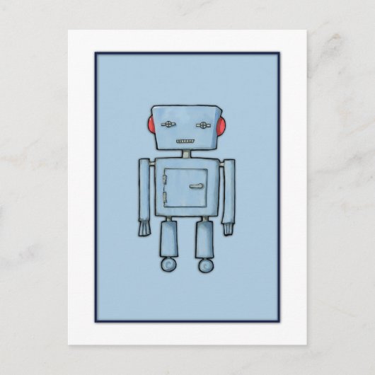 Carte postale bleu Robot Toy (Devant)