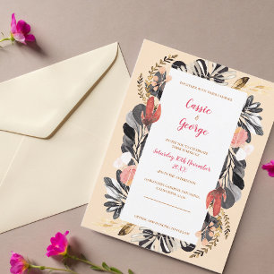 Carte Postale Bleu romantique et Faire-part de mariage florale n