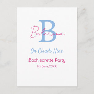 Carte Postale bleu rose sur nuages neuf monogramme enterrement d