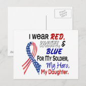 Carte Postale Bleu Rouge Blanc Pour Ma Fille (Devant / Derrière)