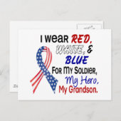 Carte Postale Bleu Rouge Blanc Pour Mon Petit-Fils (Devant / Derrière)