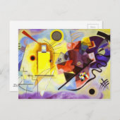 Carte Postale Bleu rouge jaune Kandinsky peinture Abstraite (Devant / Derrière)