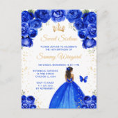 Carte Postale Bleu Royal Peau Foncée Princesse Sweet Sixteen (Devant)