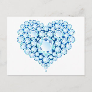 Carte Postale Bleu Sapphire Gems Coeur