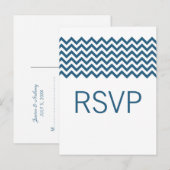 Carte postale bleu simple Chevron RSVP (Devant / Derrière)