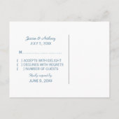 Carte postale bleu simple Chevron RSVP (Dos)