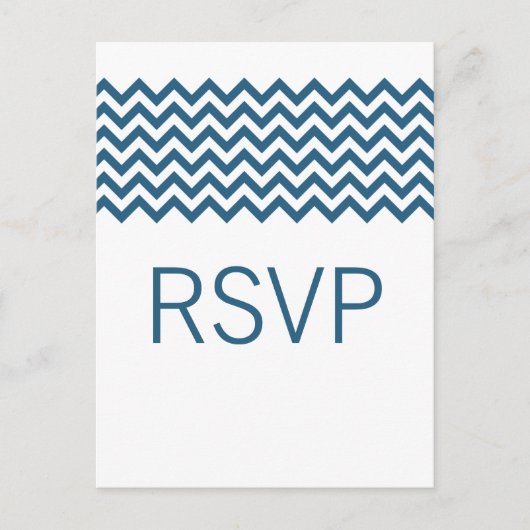 Carte postale bleu simple Chevron RSVP (Devant)