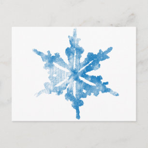Carte Postale Bleu sur blanc Frosty conception de flocon de neig