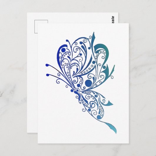 Carte Postale Bleu tatouage papillon (Devant / Derrière)
