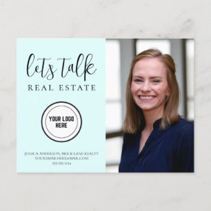 Carte Postale Bleu tendance Marketing immobilier Ajouter logo