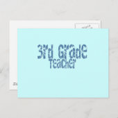 Carte Postale Bleu texte désorganisé Enseignant de 3e année (Devant / Derrière)