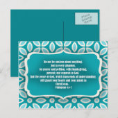 Carte Postale Bleu Turquoise Bible Flore Verse Encouragement (Devant / Derrière)
