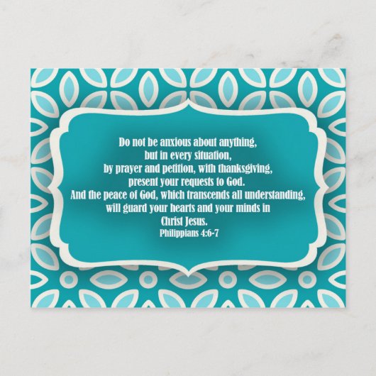 Carte Postale Bleu Turquoise Bible Flore Verse Encouragement (Devant)