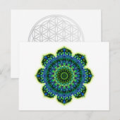 Carte Postale bleu vert mandala (Devant / Derrière)