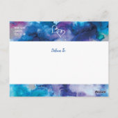 Carte Postale Bleu violet aquarelle mariage Enregistrer la date (Dos)