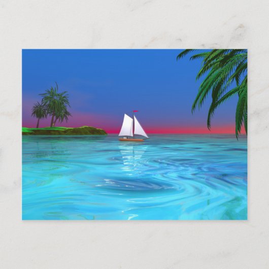 Carte Postale Bleu voilier (Devant)