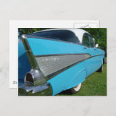 Carte postale bleue 1957 Chevy (Devant / Derrière)