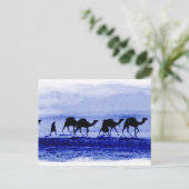 Carte postale bleue Caravan Camel Désert (Debout devant)