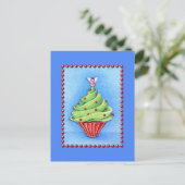 Carte postale bleue Cupcake de Noël (Debout devant)