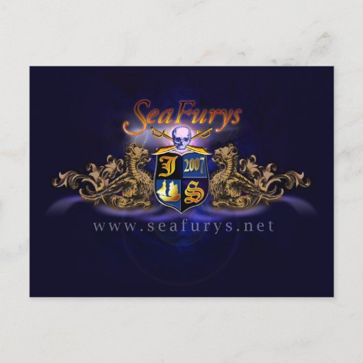 Carte postale (bleue) de bouclier de SeaFurys (Devant)