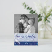 Carte postale bleue de photo de flocons de neige (Debout devant)