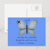 Carte postale bleue du devis de papillon (Devant / Derrière)