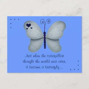Carte postale bleue du devis de papillon