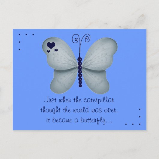 Carte postale bleue du devis de papillon (Devant)