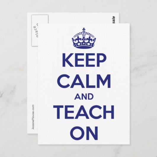 Carte postale bleue et blanche « Garder son calme (Devant / Derrière)