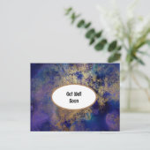 Carte Postale Bleue Et Or Marbrée Obtenir Bien (Debout devant)