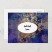 Carte Postale Bleue Et Or Marbrée Obtenir Bien (Devant / Derrière)