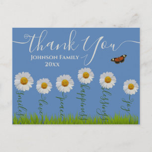 Carte Postale Bleue Fantaisiste Daisy Merci Floral de Thanksgivi