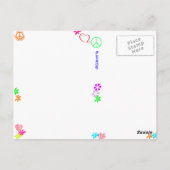 Carte postale bleue Hippie Joyeuse Anniversaire (Dos)