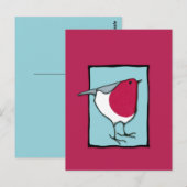 Carte postale bleue Little Robin (Devant / Derrière)