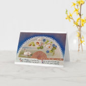 Carte postale bleue vintage d'un cygne d'anniversa (Fleur jaune)