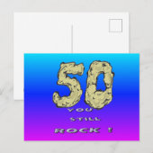 Carte postale bleue violette du 50e anniversaire (Devant / Derrière)