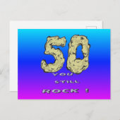 Carte postale bleue violette pour le 50e anniversa (Devant / Derrière)