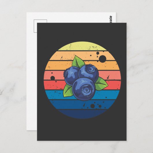 Carte Postale Bleuet rétro Fruits d'été sains Baies (Devant / Derrière)